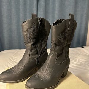 Faux leather cowgirl boots